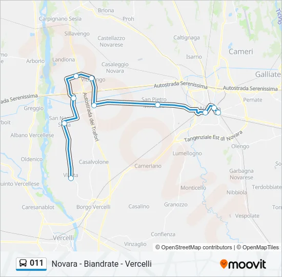 Percorso linea bus 011