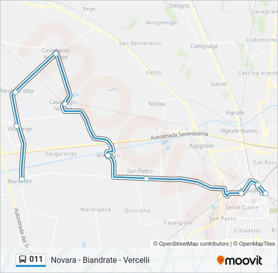 Percorso linea bus 011