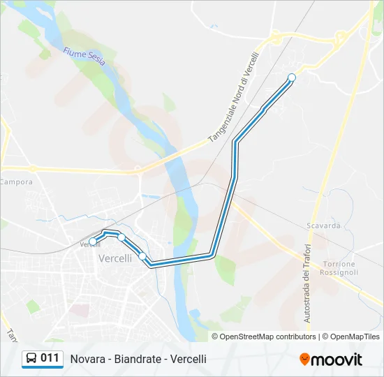 Percorso linea bus 011
