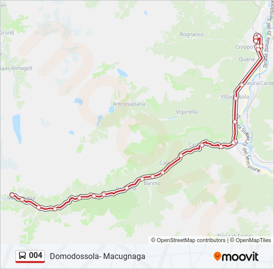 Percorso linea bus 004