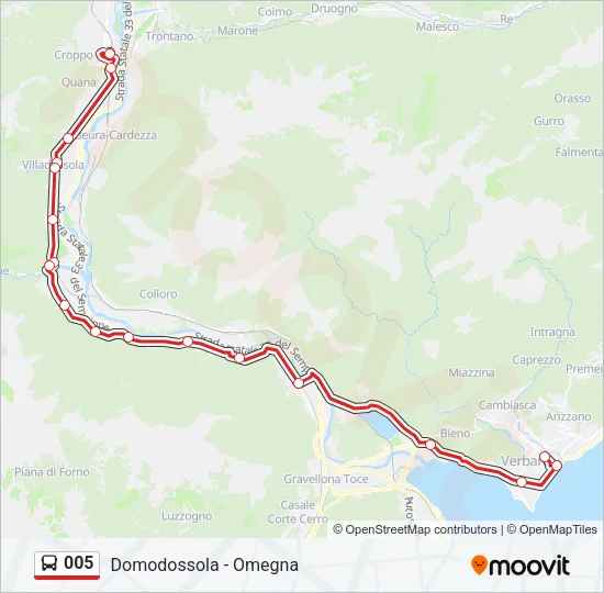 Percorso linea bus 005