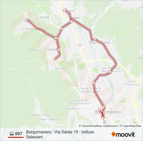 Percorso linea bus 007