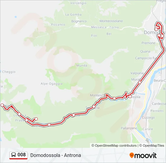 Percorso linea bus 008
