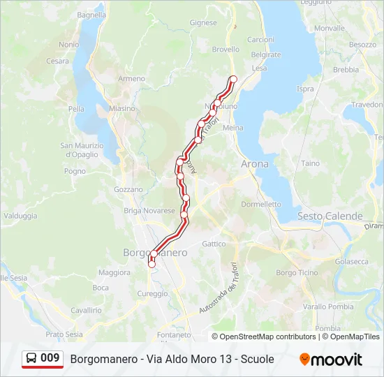 Percorso linea bus 009
