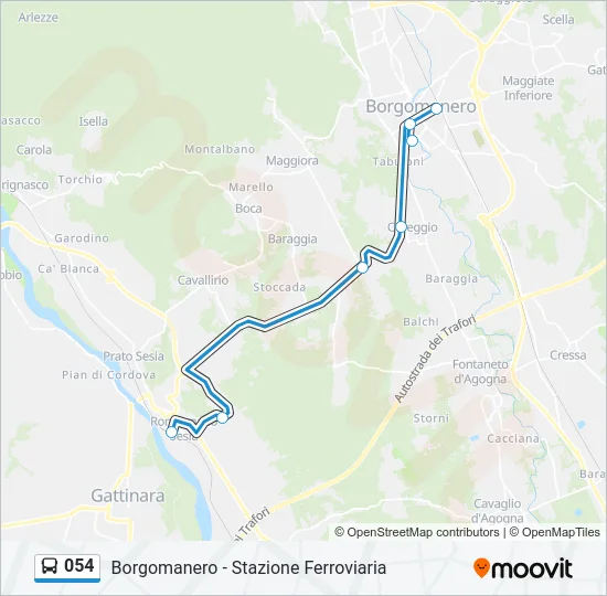 Percorso linea bus 054