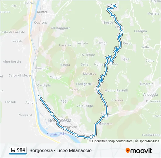 904 Bus Line Map