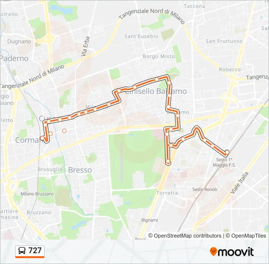 727 Bus Line Map