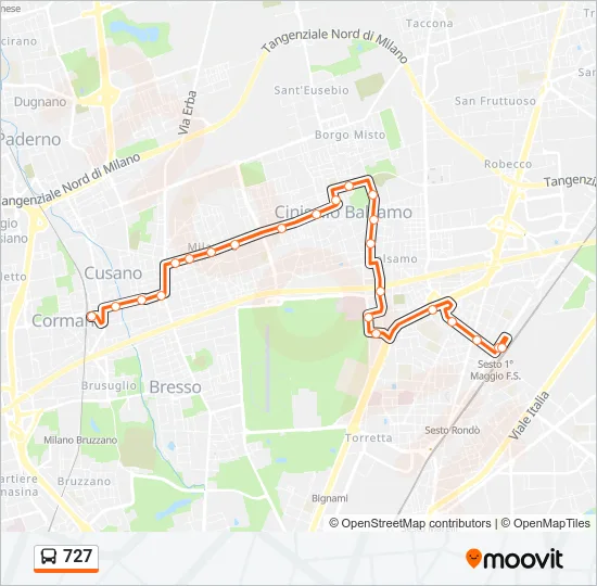 727 Bus Line Map