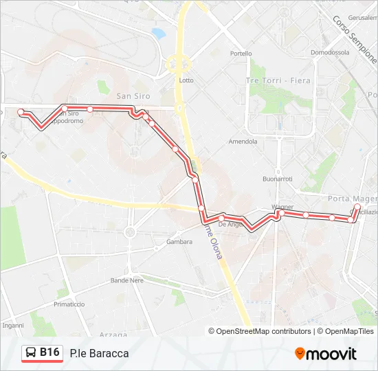 B16 Bus Line Map
