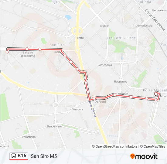 B16 Bus Line Map