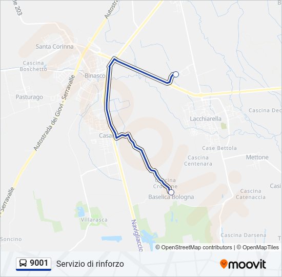 Percorso linea bus 9001