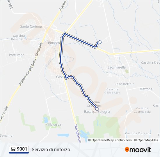 9001 bus Line Map