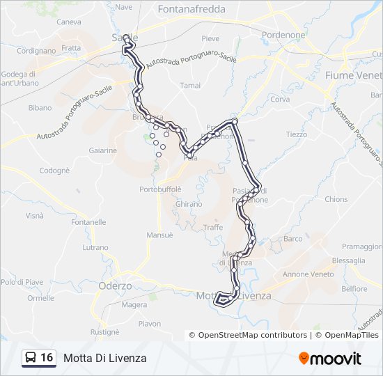 Percorso linea bus 16