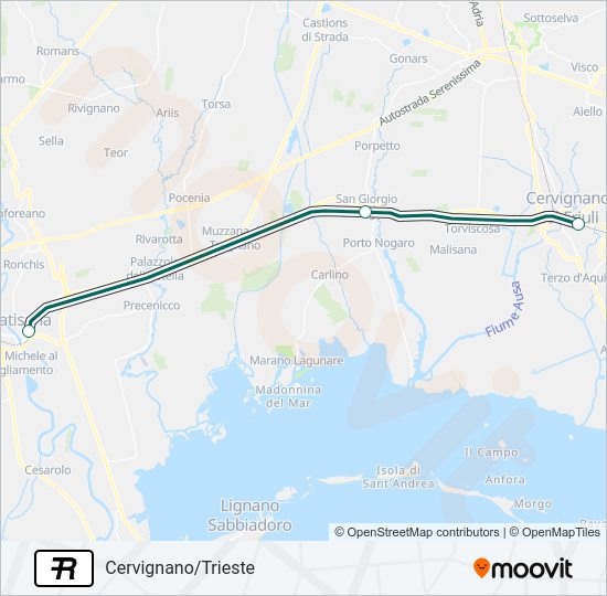 Percorso linea treno R