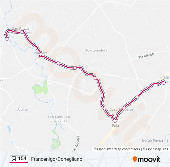 Percorso linea bus 154