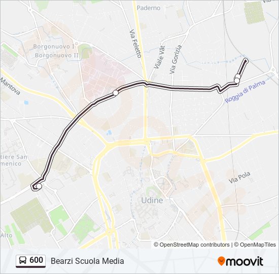 Percorso linea bus 600