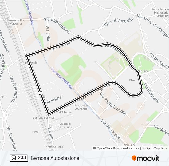 Percorso linea bus 233