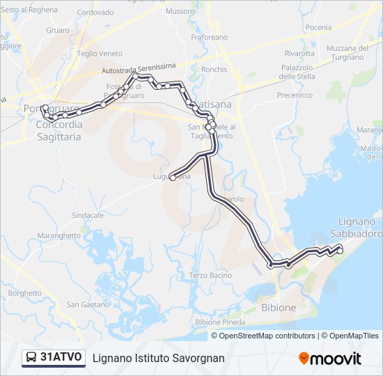 Percorso linea bus 31ATVO
