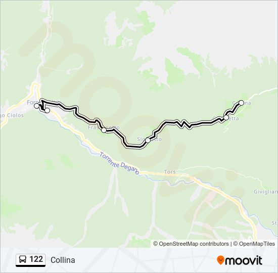 Percorso linea bus 122