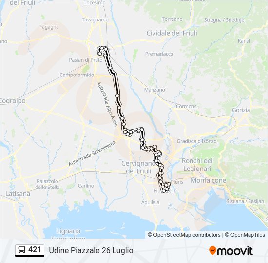 Percorso linea bus 421