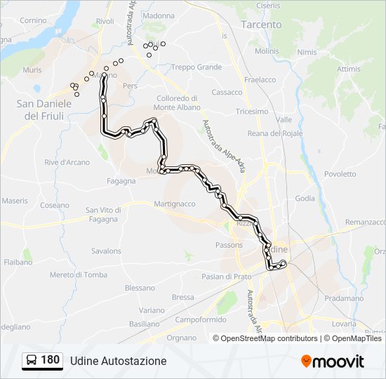 Percorso linea bus 180