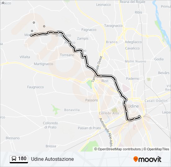 Percorso linea bus 180