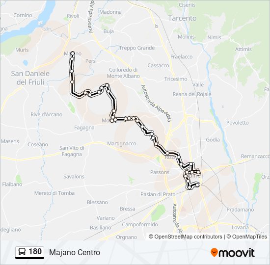 Percorso linea bus 180