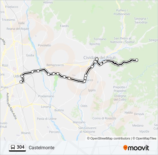 304 bus Line Map