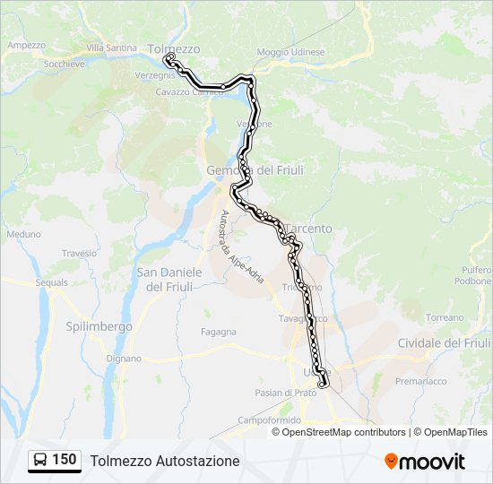 Percorso linea bus 150