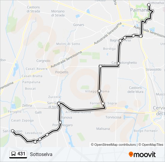 Percorso linea bus 431