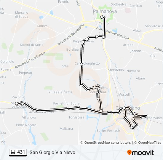 431 bus Line Map