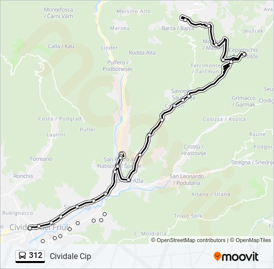 Percorso linea bus 312