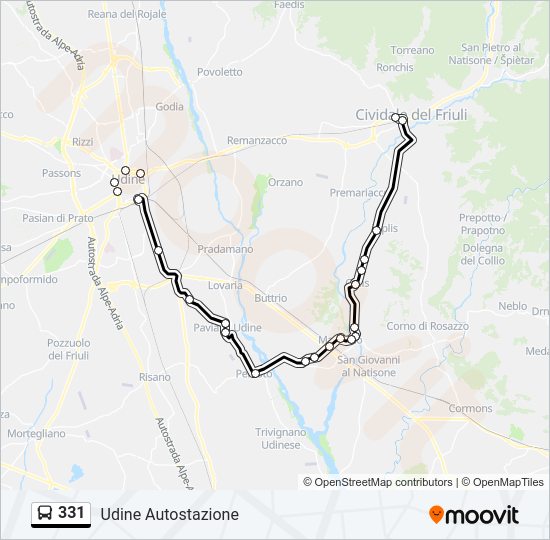 Percorso linea bus 331