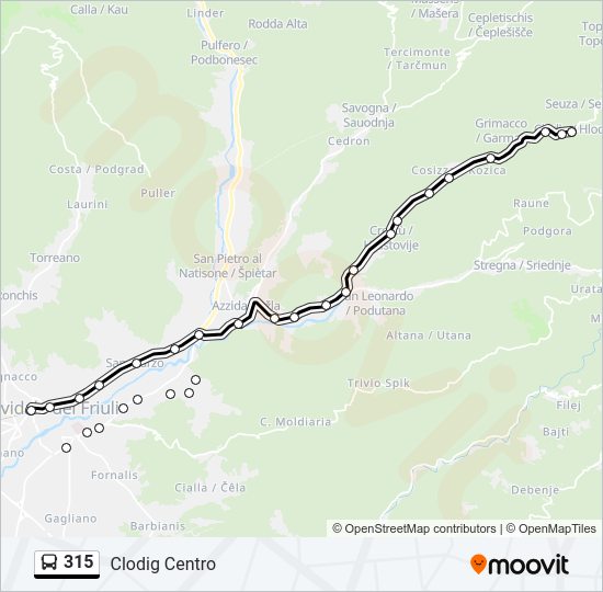 Percorso linea bus 315
