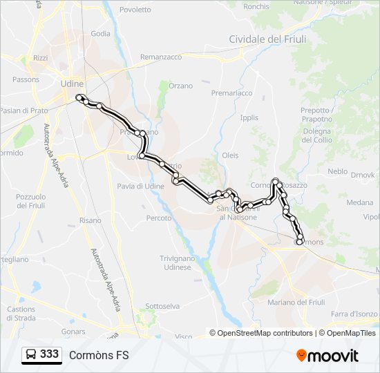 333 bus Line Map