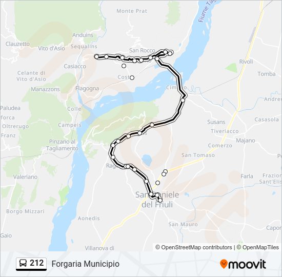 Percorso linea bus 212