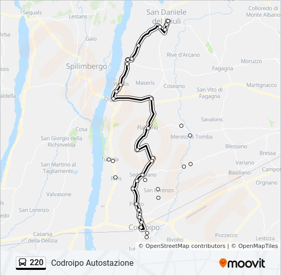 Percorso linea bus 220