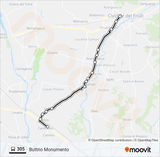 305 bus Line Map