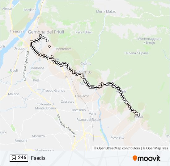 246 bus Line Map