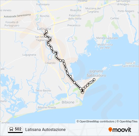 502 bus Line Map