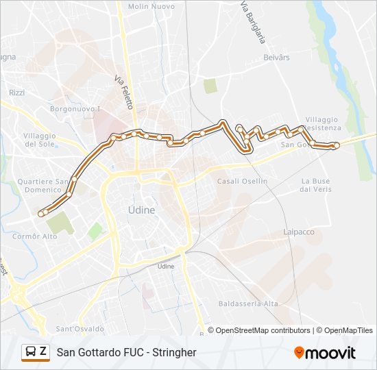 Percorso linea bus Z