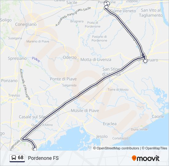 Percorso linea bus 68