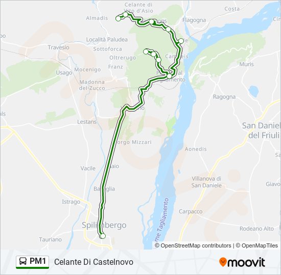 PM1 bus Line Map