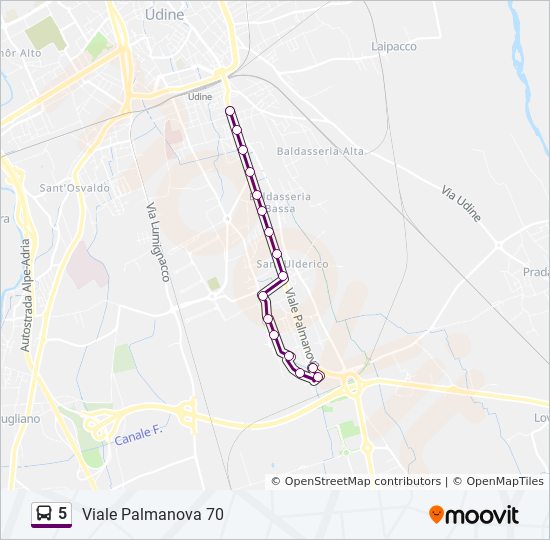 Percorso linea bus 5