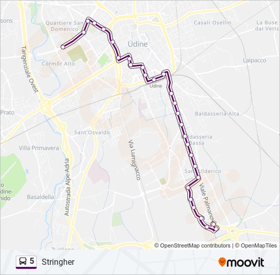 Percorso linea bus 5