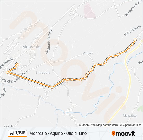 Percorso linea bus 1/BIS