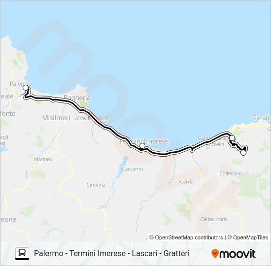GRATTERI - LASCARI - TERMINI - PALERMO Bus Line Map