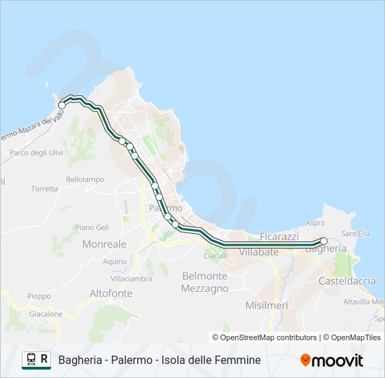 Percorso linea treno R