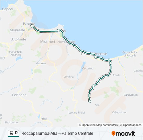 Percorso linea treno R