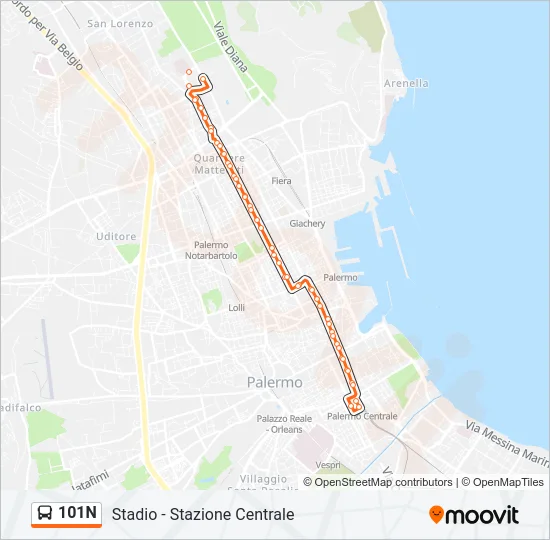 101N Bus Line Map